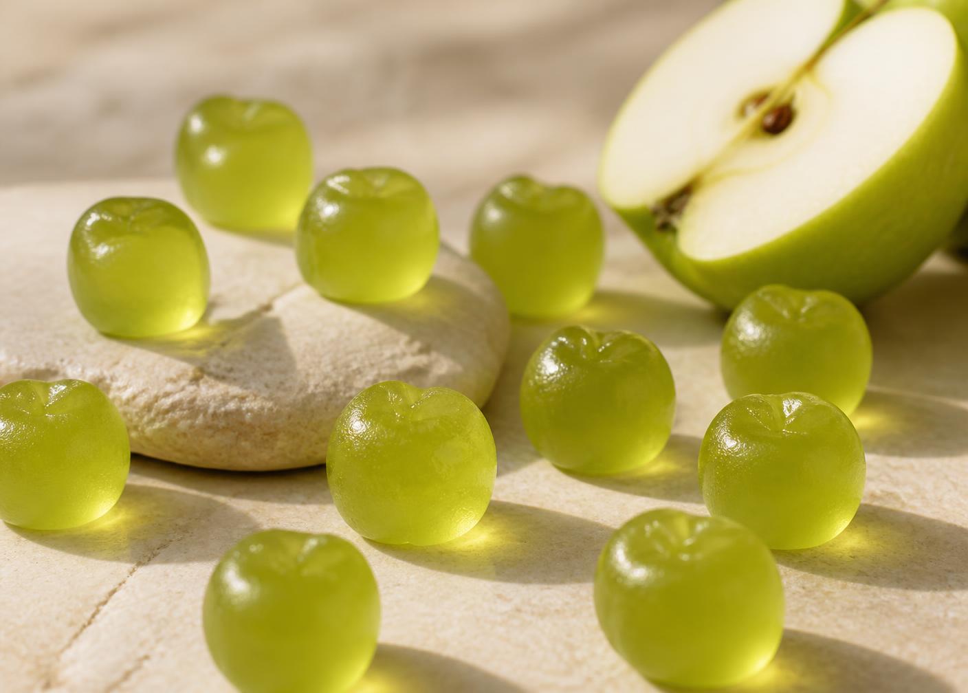 Green apple shaped Sour Apple gummies